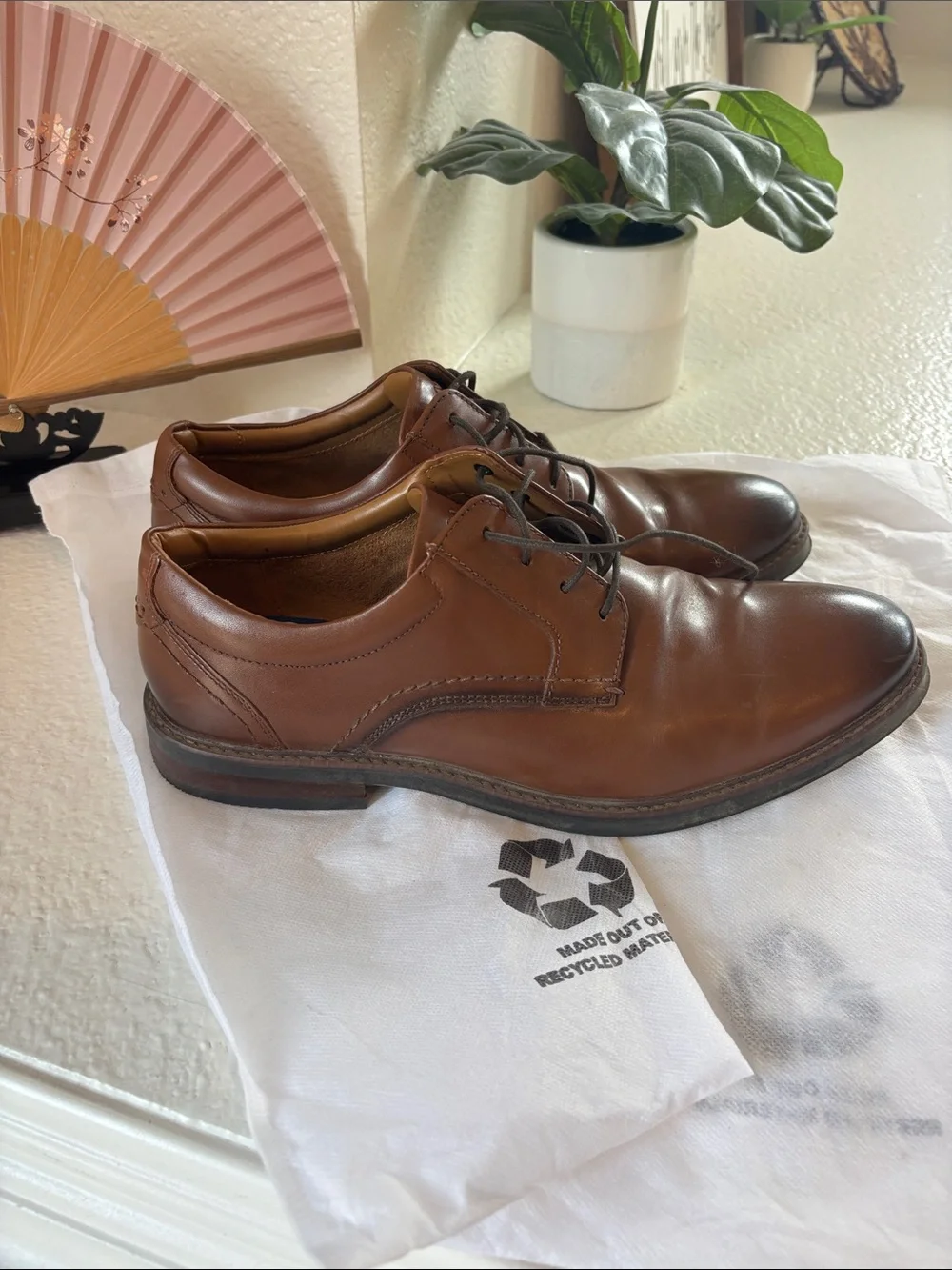 Men's Cognac Leather Derby Shoes